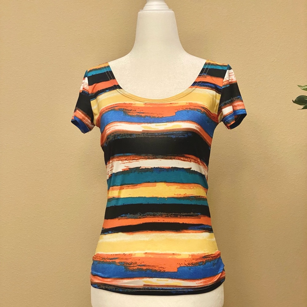 Multicolor Short Sleeve Striped Tee